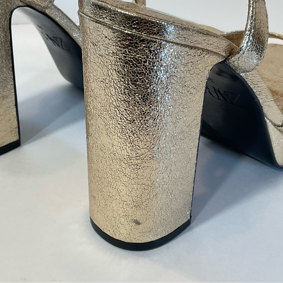 Zara gold metallic platform sandals nwt size 8 3332/810 - Picture 10 of 15